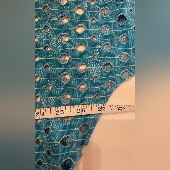 Clara Sun Woo Lightweight Sweater Sz Medium Turquoise Blue Distressed Open Knit - Picture 7 of 7